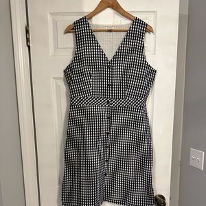 J. Crew Factory Navy & White Gingham Dress, size 12